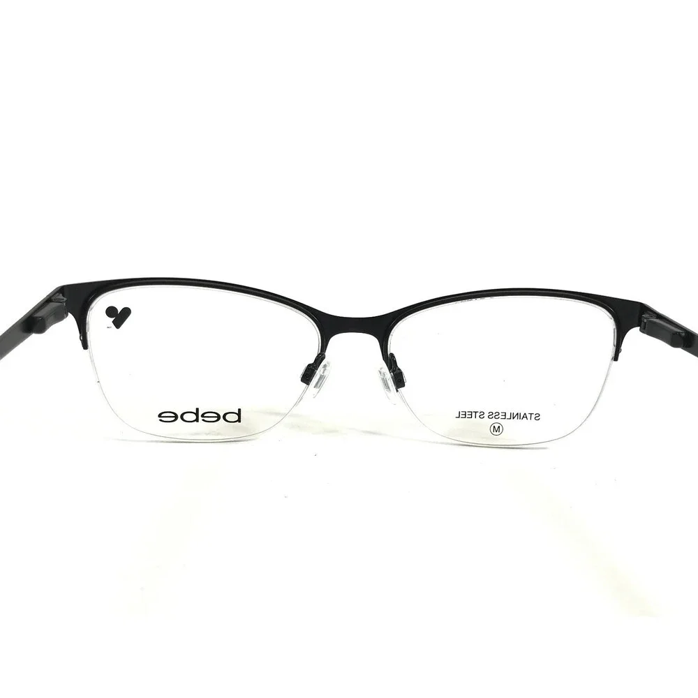 Bebe Eyeglasses Frames BB5236 001 JET Black Cat Eye Half Rim 52-16-140